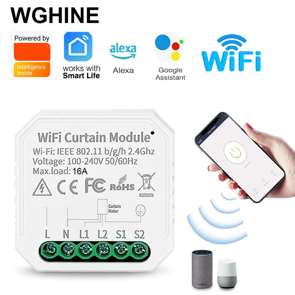 Intelligent Curtain Controller Module 10A Voice Control WiFi 2 Way Curtain Blinds Switch Module for Tuya Smart White