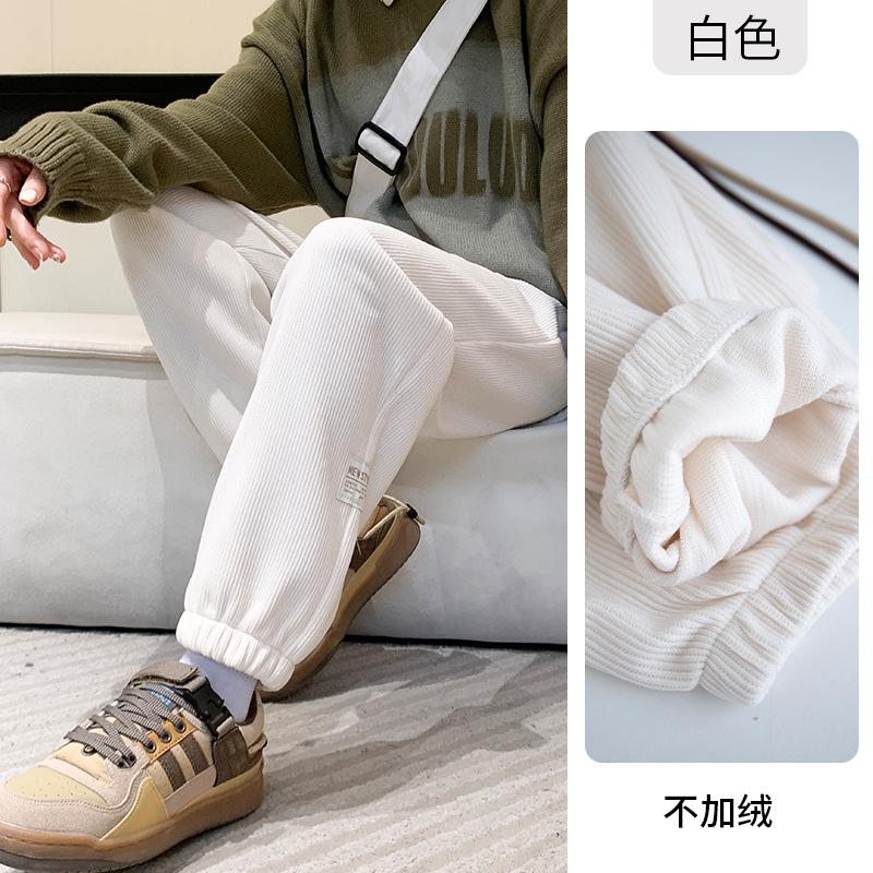 

European cotton velvet pants women s autumn new wear high waist and thin sports casual sweatpants loose toe Harlan pants S