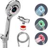 LED Lighted Shower Head with Handheld, High Pressure Shower Head with 59" Stainless Steel Hose, Temperature Display Sensor Light with 3 Colors, Water