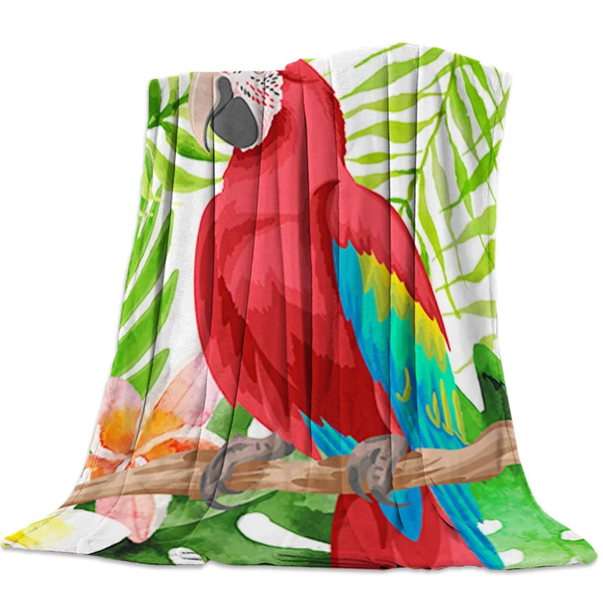 Parrot Throw Blanket Portrait of Blue Macaw Bird Decorative Soft Warm Cozy Flannel Plush Throws Blanket for Bedding Sofa Couch 80x120cm