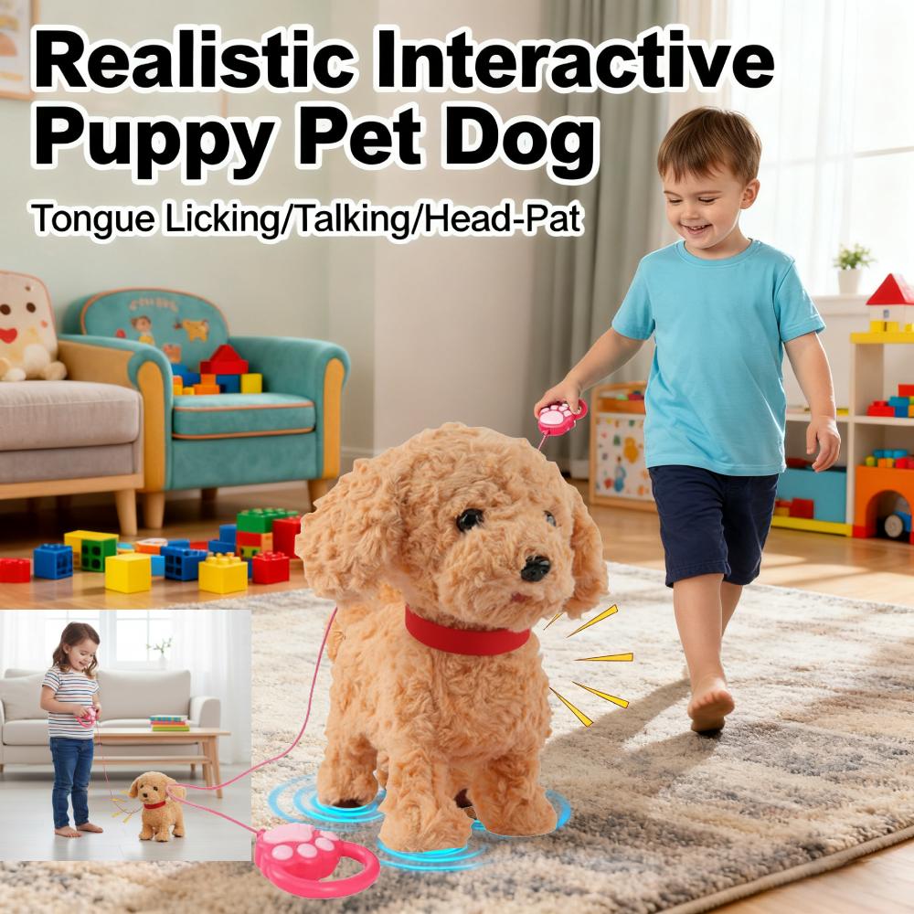 Touch-Sensitive Interactive Plush Dog Realistic Touch Sensing Plush Dog Licking/Talking Puppy Leash Control Pet Toy Gift