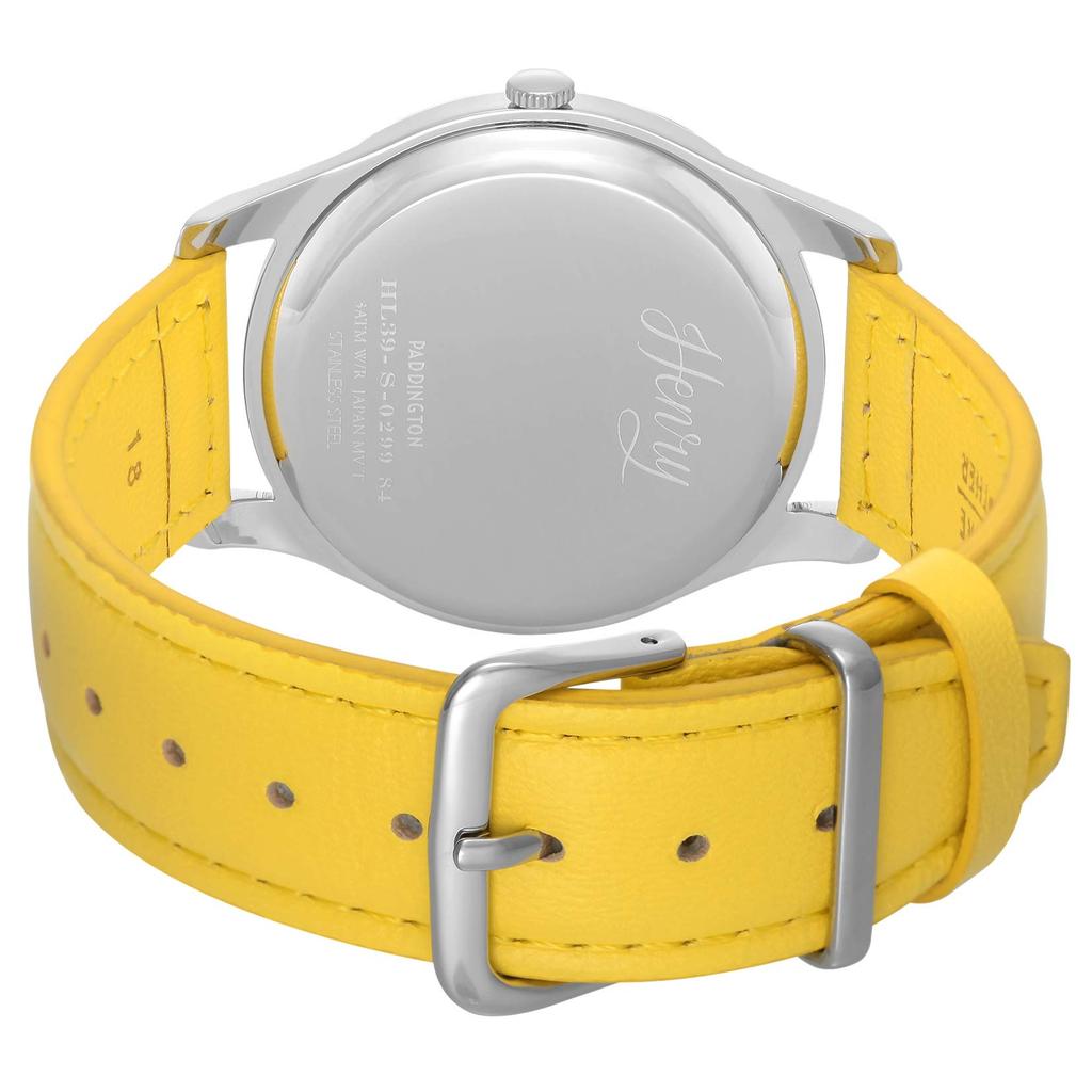 Henry London Watch HL39S0299, 39mm, Yellow Dial, Stainless Steel Crystal, Quartz Movement, Officially Imported, Black
