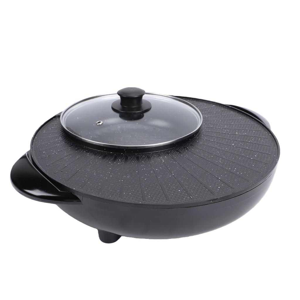 Hot Pot Elektrischer Grill Runder Koreanischer BBQ Grill Hotpot Elektrischer Rauchloser Grill für Zuhause Familienparty Treffen US-Stecker 110V