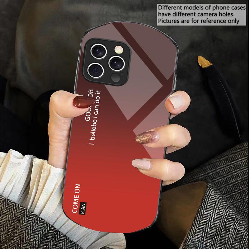 Couleur unie dégradée Pour iPhone 16 15 14 13 Plus 12 mini 11 Pro Max XR Xs X 7 8 6 6S 2022 Coque de téléphone en verre trempé elliptique