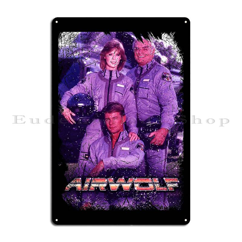 DORA Tin Sign Airwolf Chronicles Revving Up Twin Rotors Twice The Thrills Metal Sign Pub Wall Pub Designer Cave Bar Tin Sign Poster