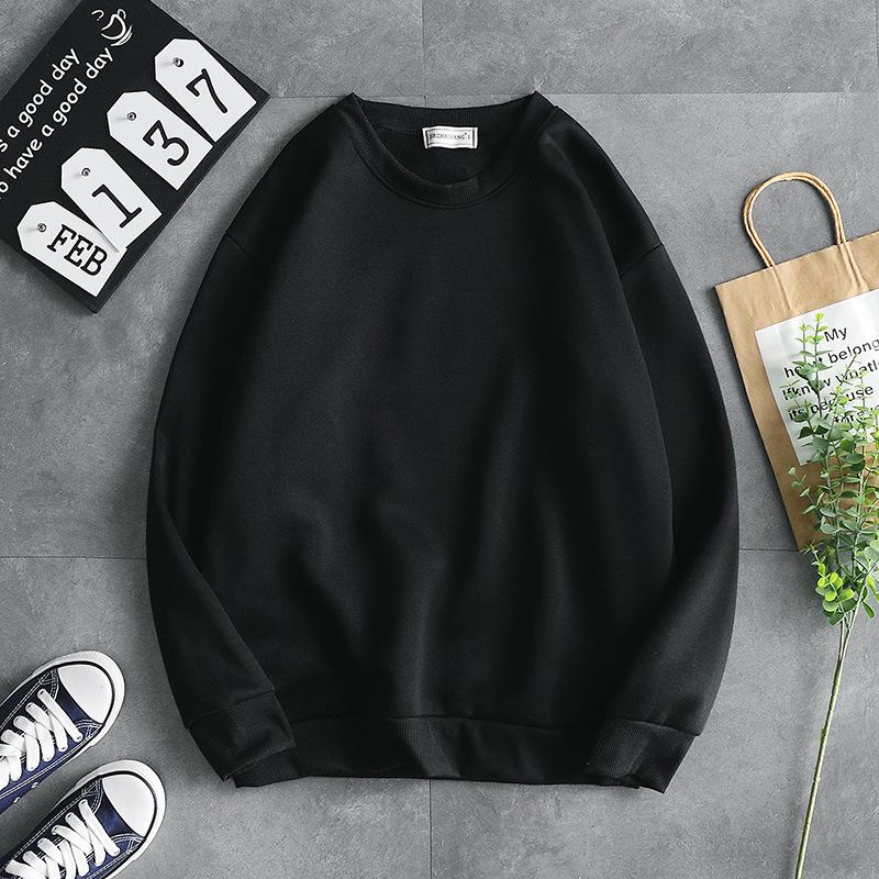 Men's Trendy Autumn Long-Sleeve Round Neck Sweater - Solid Color Loose Fit Pullover for Students