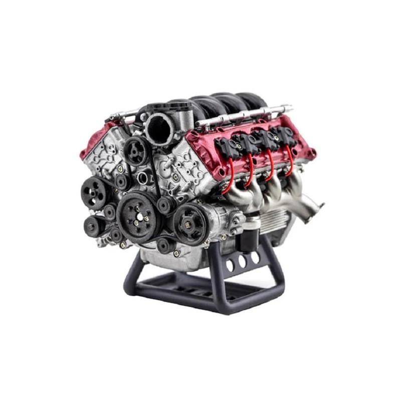 Mini V8 Engine Model Kit Metal Assembly Toy Adults 15-35 Years Static Car Scale 1:10 Non-Motorized
