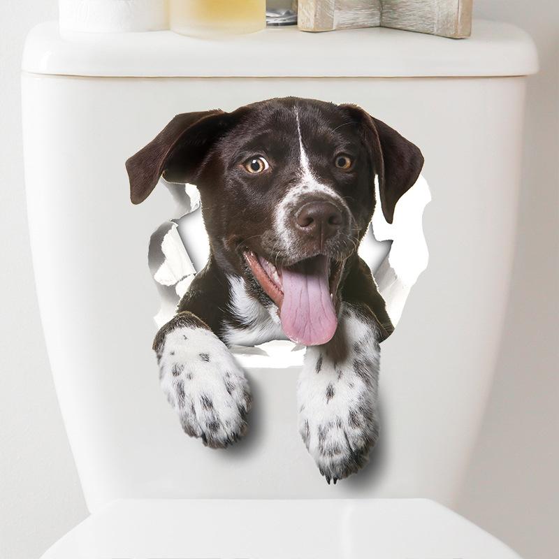 Autocollant de toilette 3D créatif et réaliste avec vision de chat mignon, décoration de couvercle de toilette en PVC auto-adhésif et imperméable