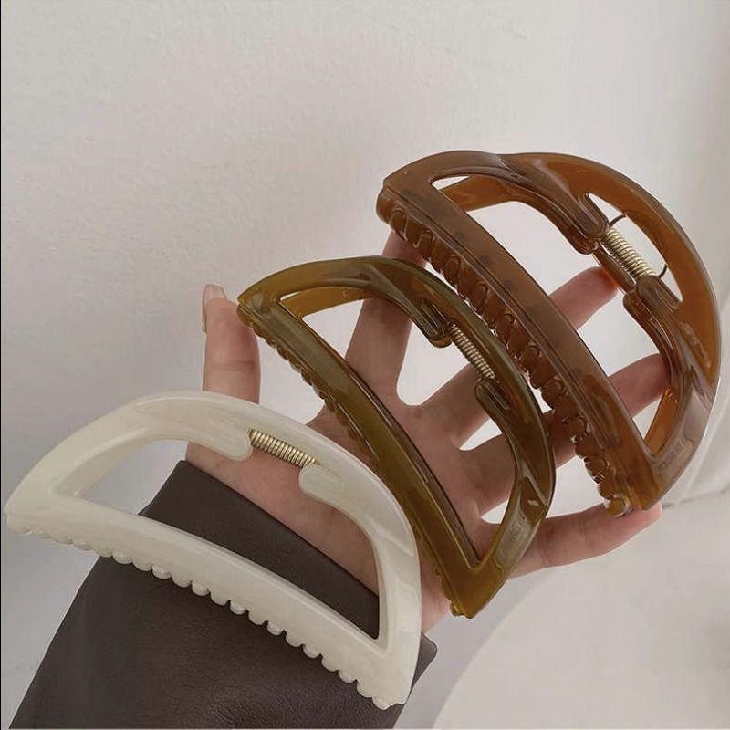 1pc Korean fashion high-end grip clip women's oversized shark clip hair clip, hair clip, semi-circular hair clip accessory