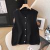 Vest for Women Cotton Autumn Sleeveless Tops Knitted Sweater Solid Color Lace Casual Vest Coat