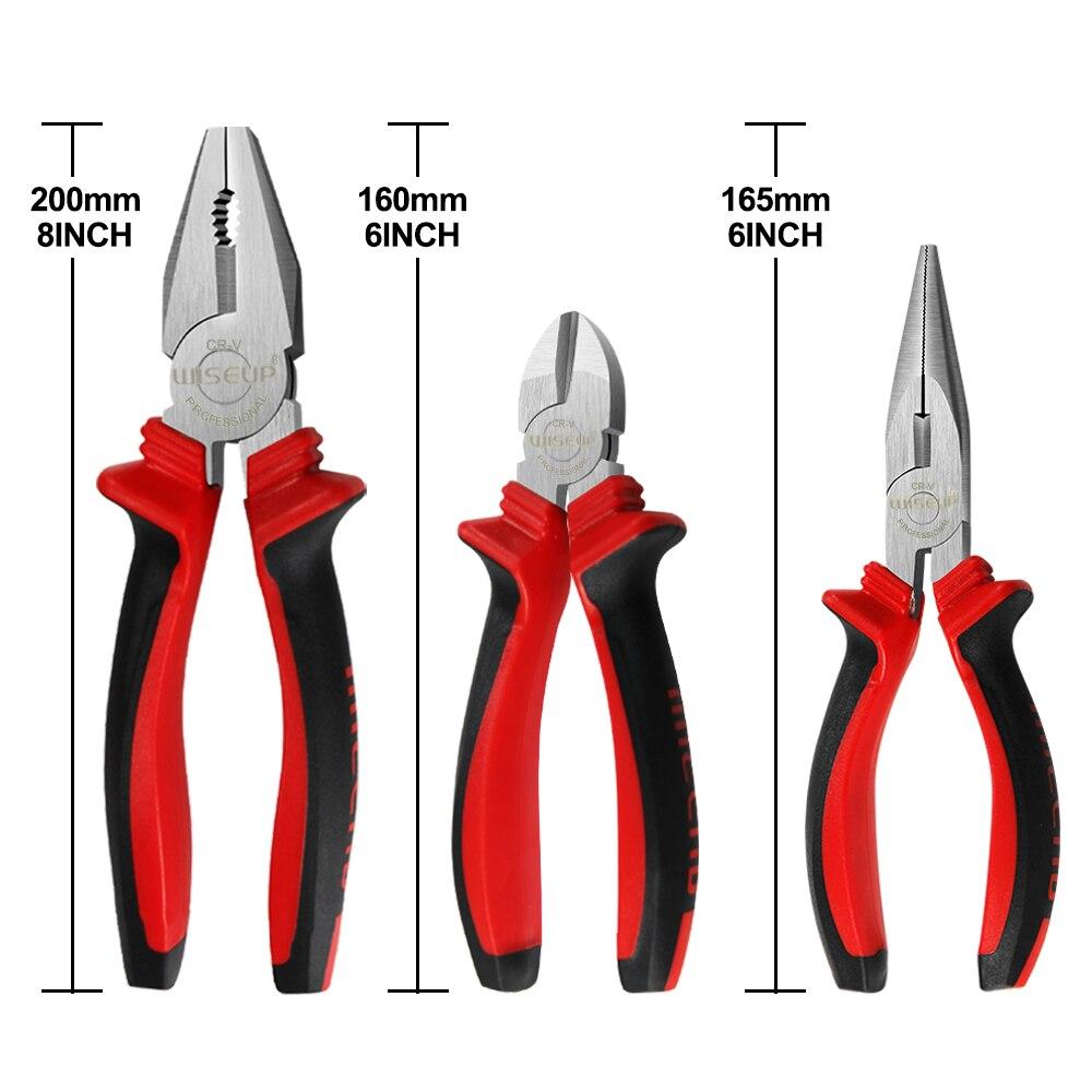 WISEUP Multifunctional Combination Pliers Diagonal Plier Universal Needle Nose Pliers Wire Cutters Electrician Repair Hand Tools
