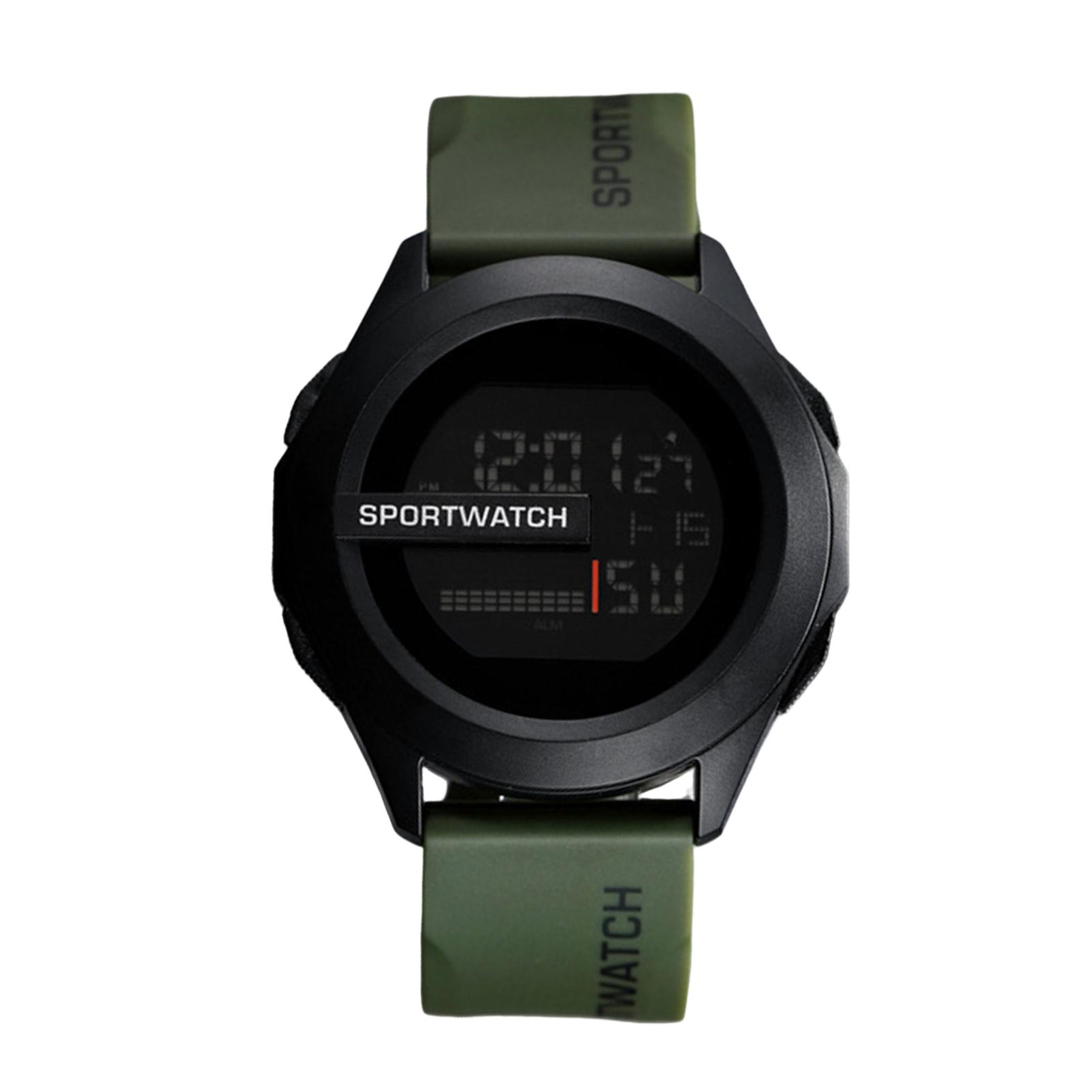 

Men s Digital Sports Watch Luminous 50m Waterproof Wrist Watches with Soft TPU Strap Unisex Use for Time Organizing армія зелений колір