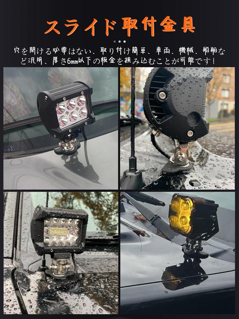 GREENBEAN Work Light, Mounting Hardware, 2 Pieces, 304 Stainless Steel, Bracket, Stay, Sheet Metal,