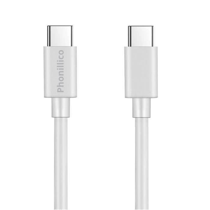Cabo USB-C USB-C Branco 1m para Samsung Galaxy Z FLIP 6 / Z FOLD 6 / Z FLIP 5 / Z FOLD 5 [LOTE 2] Phonillico®