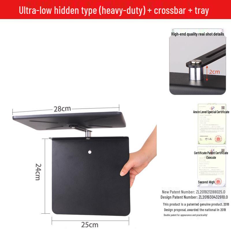 No-Drill Wall-Mount Projector Stand with Hidden Tray for Home or Sofa Use