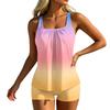 Women’s Gradient Tankini Set with Loose Fit Tank Top and Boyshorts Two Piece Swimsuit for Beach and Pool Wear