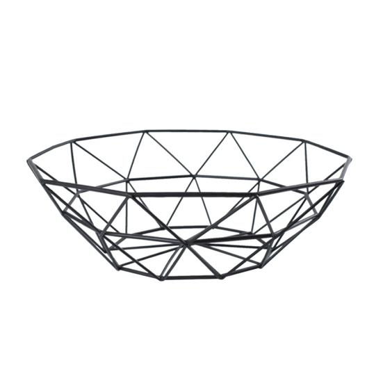 Cesta de metal geométrica para frutas e vegetais, tigela de armazenamento de cozinha, malha de arame