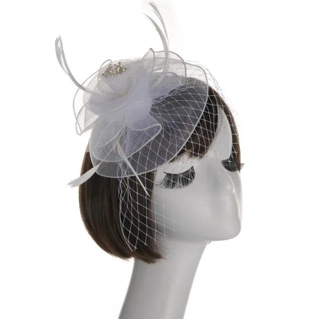 

Banquet Feather Hair Pins Headdress Wedding Party Bridal Tiara Women Fascinators Clip Ladies Accessory Wedding Women Head Band бежевий