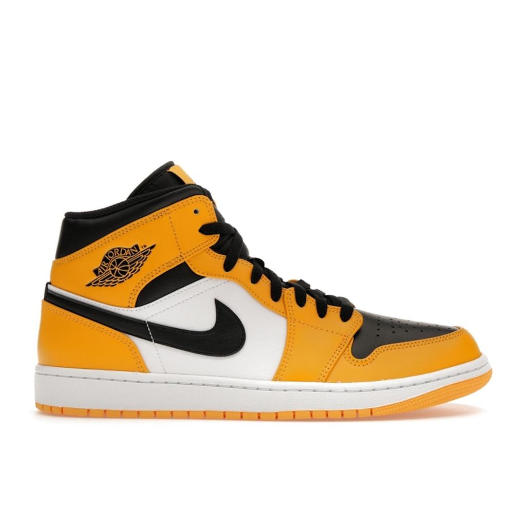 Air Jordan 1 Mid Reverse Yellow Toe Men Sneakers Taxi White Black 554724-701