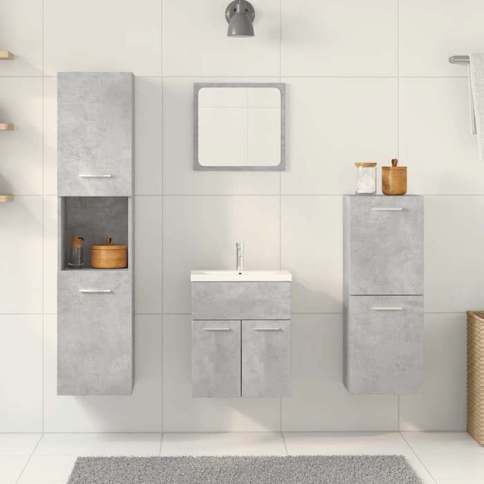 VidaXL Ensemble de meubles de salle de bain 4 pcs gris béton, armoire de salle de bain, placard de salle de bain, meuble de 3324864