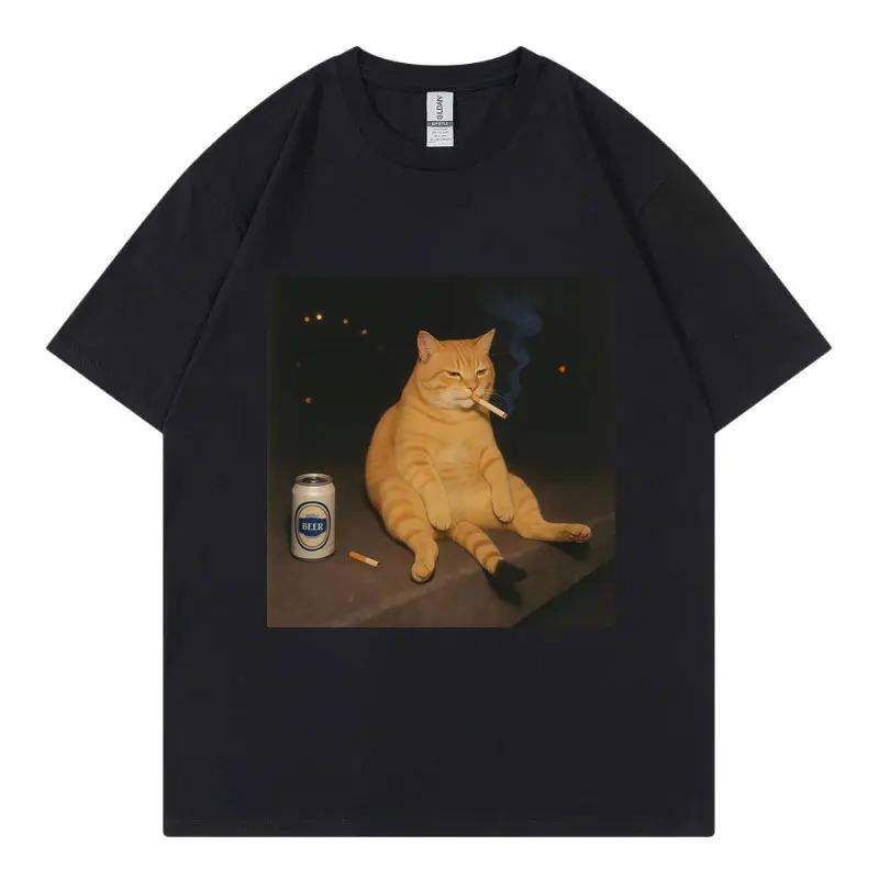Cool Cat Fashion Casual Short Sleeve TShirt Streetwear Unisex Harajuku Y2K Fashion Casual Loose Cotton Summer New TShirt