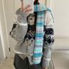 Plush Rainbow Striped Scarf Korean Style Winter Shawl Soft Cashmere Knitted Scarf  Daily