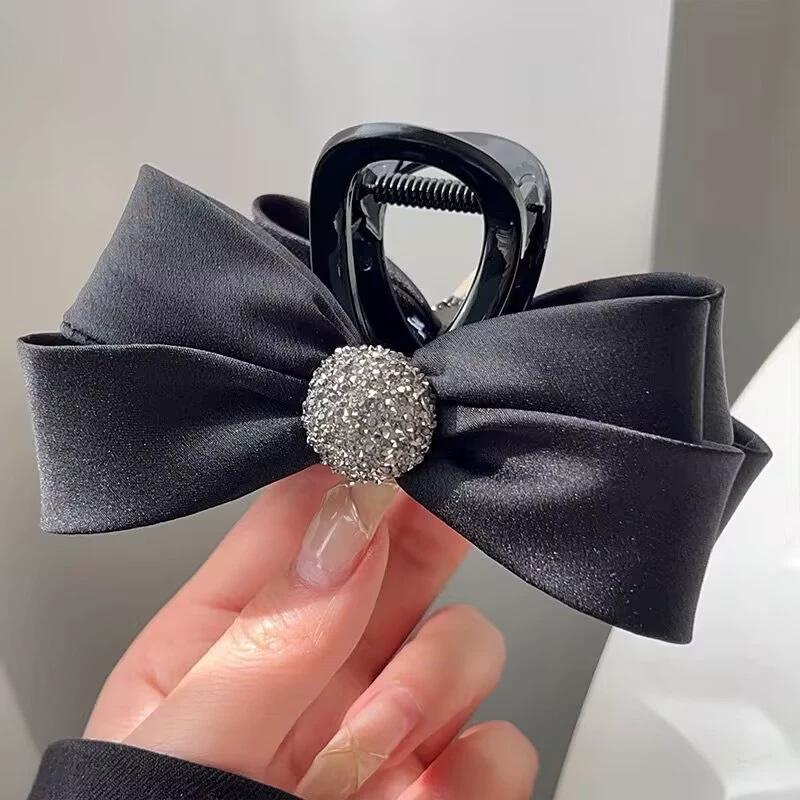 Large Summer Lace Edge Bow Claw Clip Hair Accessory for Women - Multi-Layer Feather Design