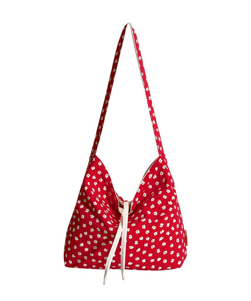 Socharming Plain Easy Reversible Shoulder Bag - Floral Red