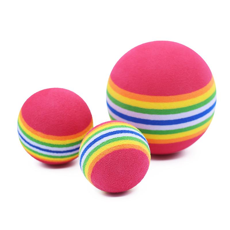 Rainbow EVA Foaming Pet Toy Ball - Colorful Play Ball for Cats and Small Dogs