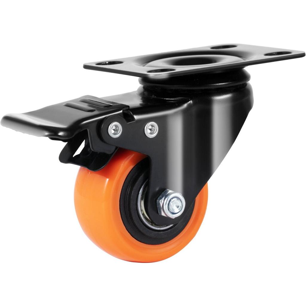 Caster Wheels, 2-inch Swivel Plate Casters, Set of 4, with Security Dual Locking No Noise PVC Wheels, Heavy Duty 150 lbs Load Capacity Per Caster,