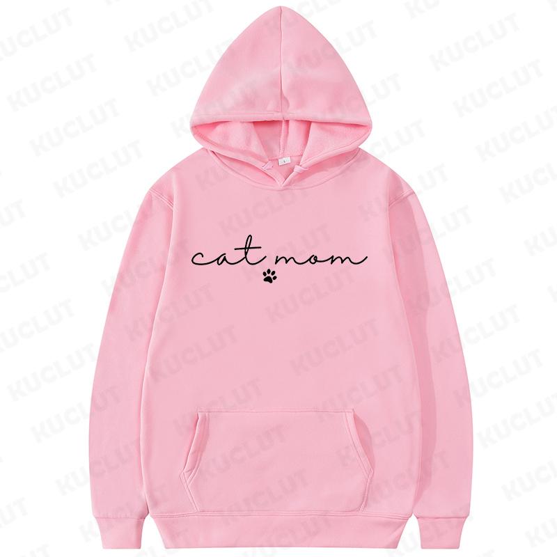 Cat Mama Print Hoodies Fashion Casual Long Sleeve Sweatshirts for Autumn Winter Clothing Mom Sportwear Fashion Women Clothes