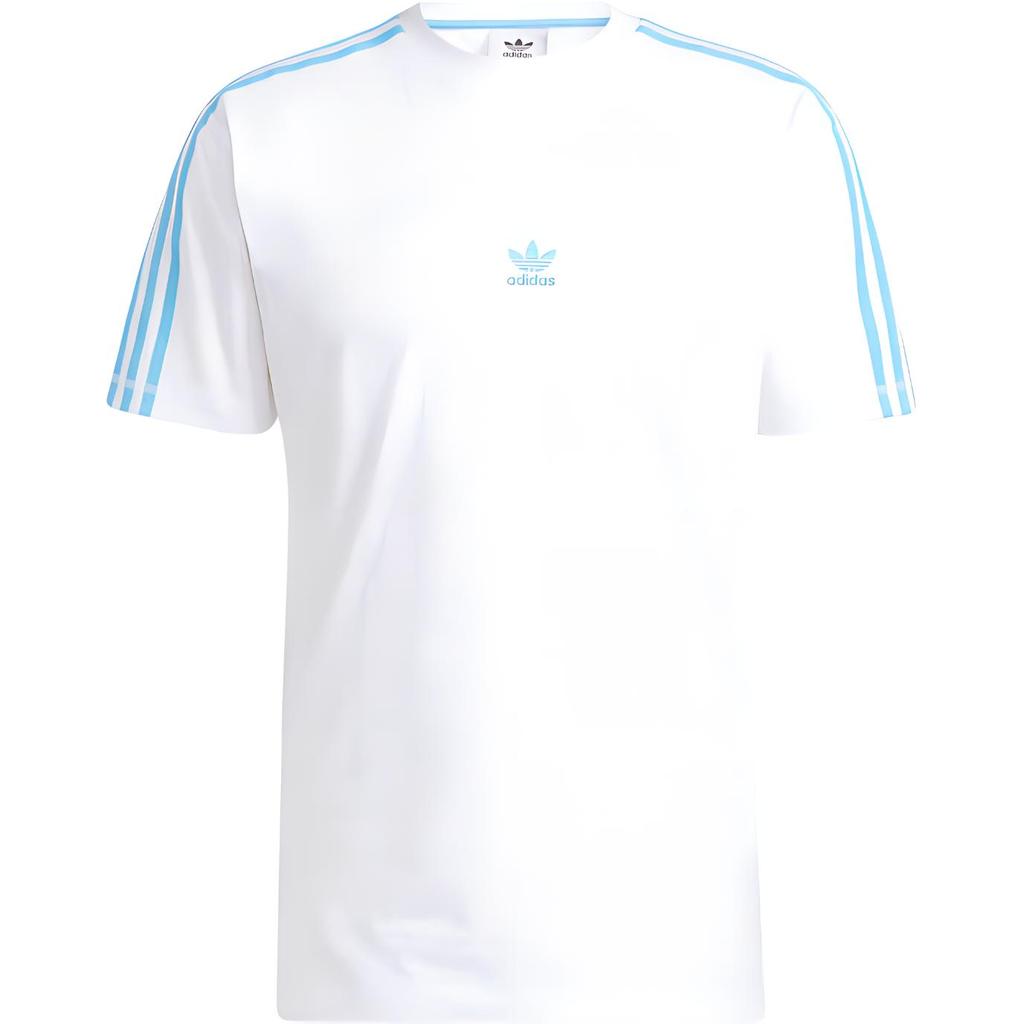 Adidas Originals Side Stripe Sports Crew Neck Color Block Short Sleeve T-Shirt Men Tops Sky-Blue White HC2100