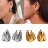 Modern Double U Shaped Loop Earrings In Sturdy Titaniums Steel Materials 18K Gold Coated Waterproof Jewelry Accessory