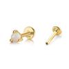 S925 Sterling Silver Screw Stud Earrings with Inlaid Opal - Fashionable Threaded Cartilage Ear Jewelry