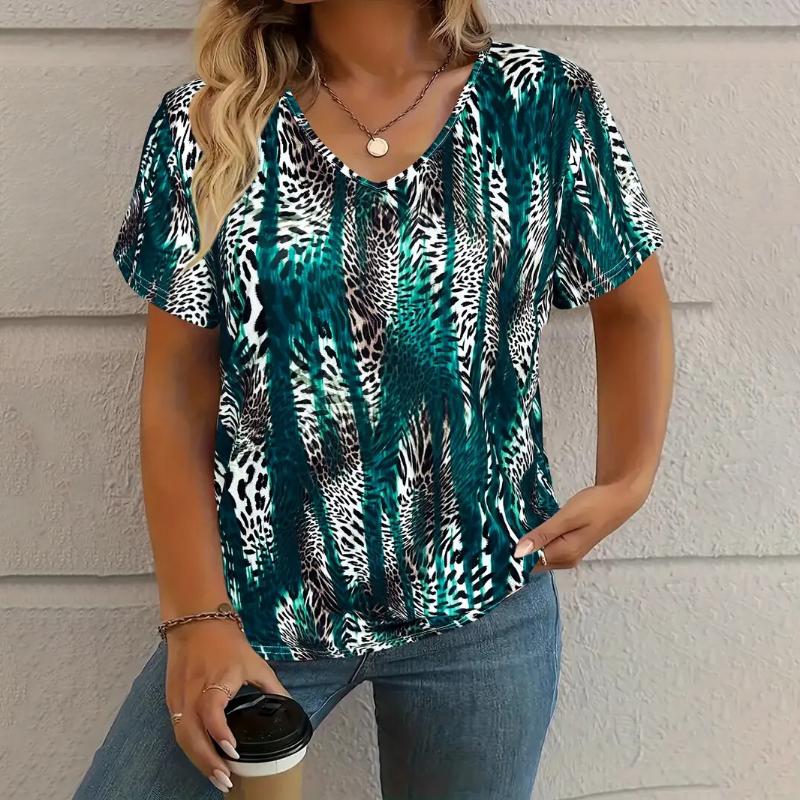 Tricou de damă vintage cu imprimeu grafic Vară ocazional cu decolteu în V Tricouri cu mânecă scurtă Moda pentru femei în aer liber Oversize Oversize