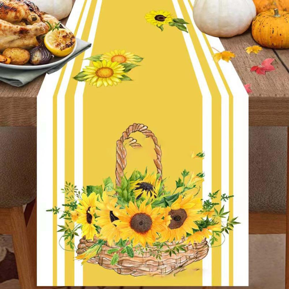Christmas Table Runner Linen Holiday Decor Creative Halloween Thanksgiving Tablecloth Festive Atmosphere