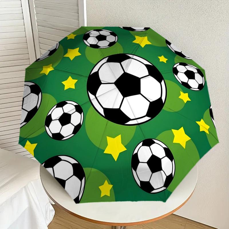 

1pc Soccer Ball Pattern with Stars Umbrella with Plastic Handle,Suitable for All Seasons Home Travel Outdoor UmbrellaDD1715