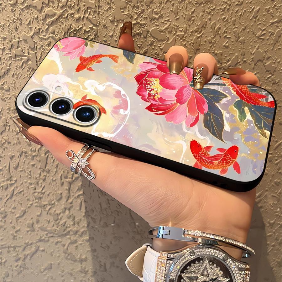 Oil Painting Flower Phone Cover Case for Samsung Galaxy A06 A73 A51 A53 A17 A55 A57 A15 A23 A05 A37 A52 A36 A25 A16 A12 A50 A70