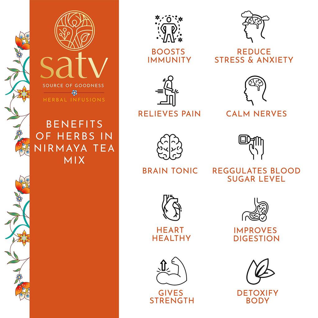 Satv Niramaya Herbal Tea Masala I For Aromatic & Flavourful Tea I 16 Herbs I Boost Immunity, Helps in Relaxation, Improve Digestion. Detoxif