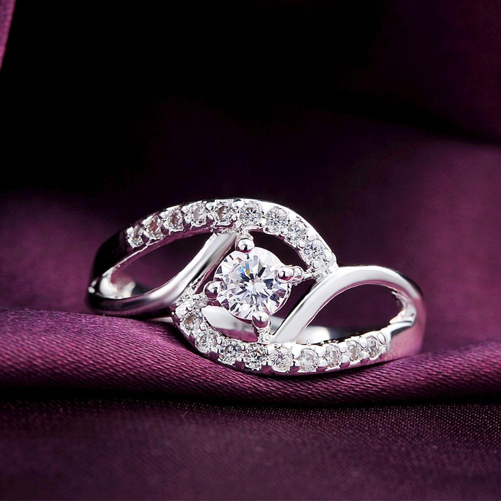 925 Sterling Silver Fashion Jewelry AAA Zircon Wedding Ring
