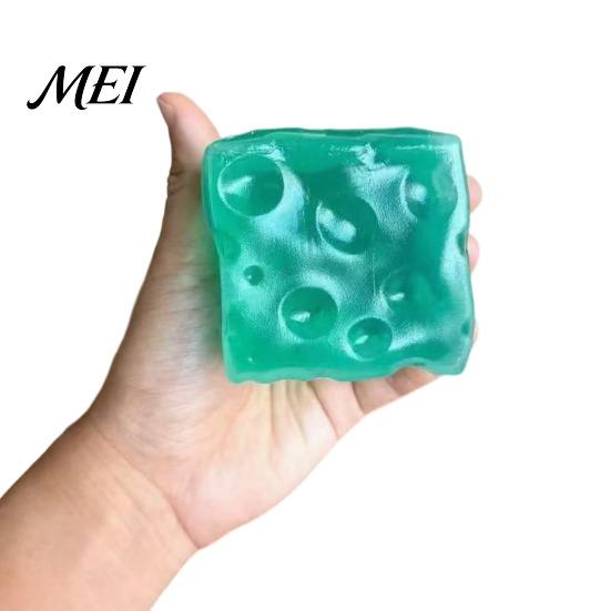 Relaxing Desk Toy Shapeable Cheese Cube Squeeze Toy, Anxiety Relief Block Sensory Stress Reduction Fake Pinch Home Office Relaxation Tool Gel Filling