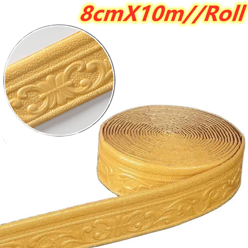 10m/Rolle 3D Wandverkleidung Linie Sockelleiste Selbstklebende Wasserdichte Fußleiste Tapete Wandaufkleber Für Zimmer Dekoration