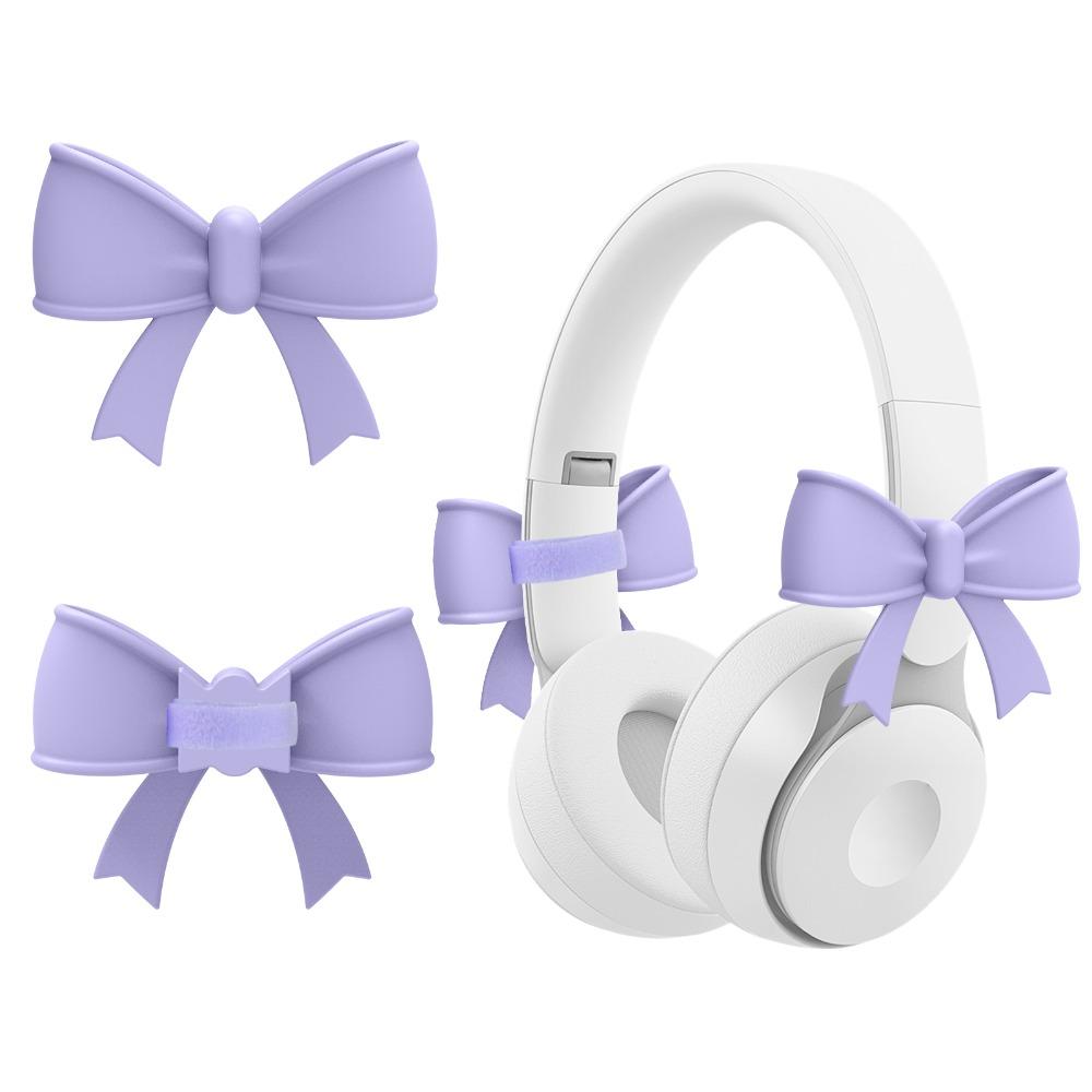 

2PCS Bow Shape Headset Attachment 3D Earphone Charms Universal Headphone Accessories Girls світло-фіолетового кольору