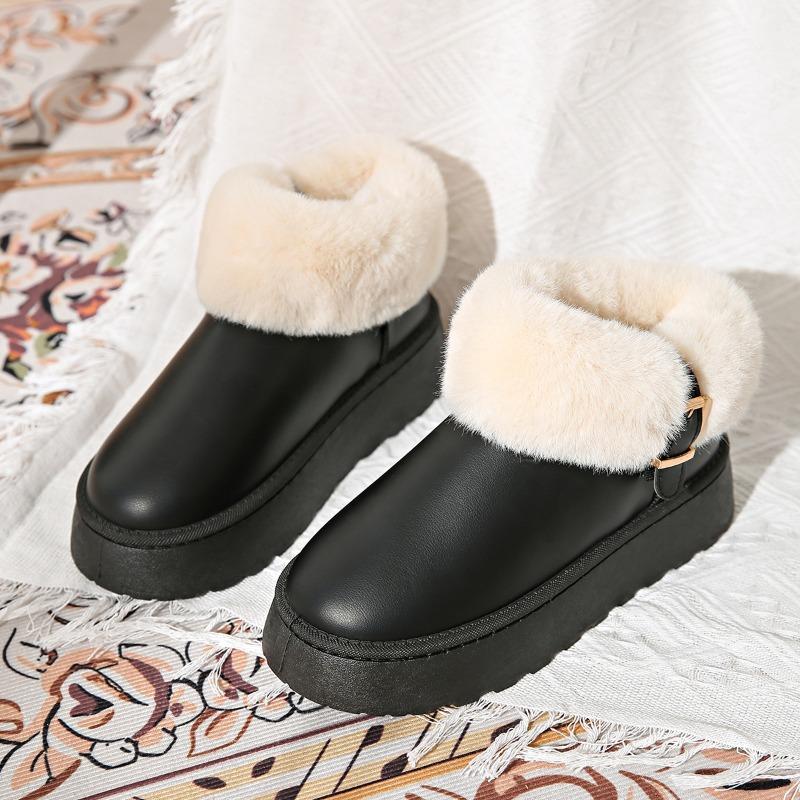New Large-sized Snow Boots for Women, Short-top, Thick-soled, Warm and Thickened Cotton Shoes