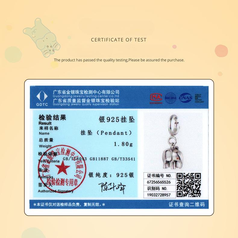 S925 Sterling Silver Baby Elephant Pendant Opening And Closing Button Head, Cute Animal Lucky Diy Beaded Accessories