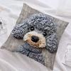 Federa Cuscino Corta Peluche Grigio con Fantasia Animali Carini Morbida Delicata sulla Pelle Senza Imbottitura