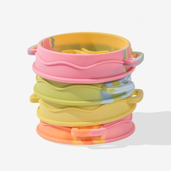Pet Slow Feeder Bowl Silicone Dog Slow Eating Bowl with Double Handles Non-Slip Pet Feeding Dish with Suction Cups for Large Small Dogs Cats