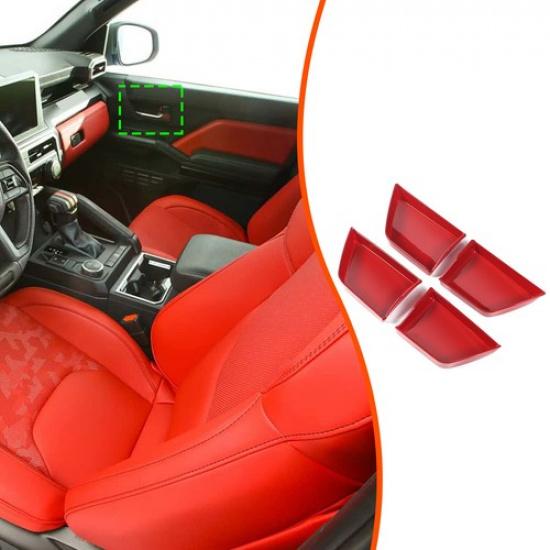 Red ABS Interior Door Handle Bowl Trim Cover For Toyota Tacoma 2024+
