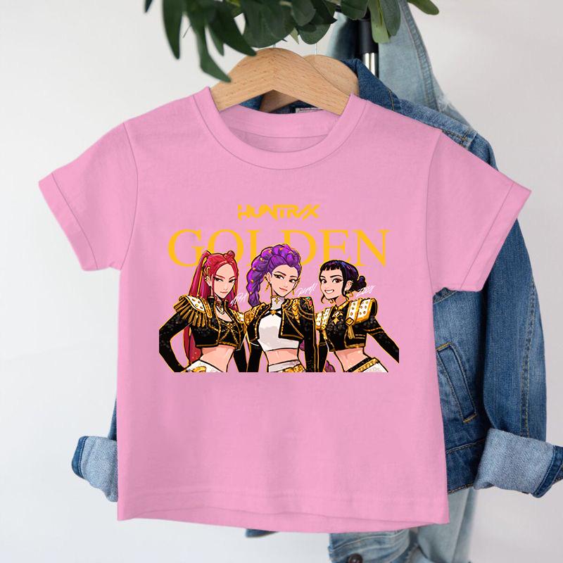 New KPop Demon Hunters Saja Boys Cartoon Boys T-shirt Round Neck Print Fashion Casual Top Children's T-shirt Kids Clothing