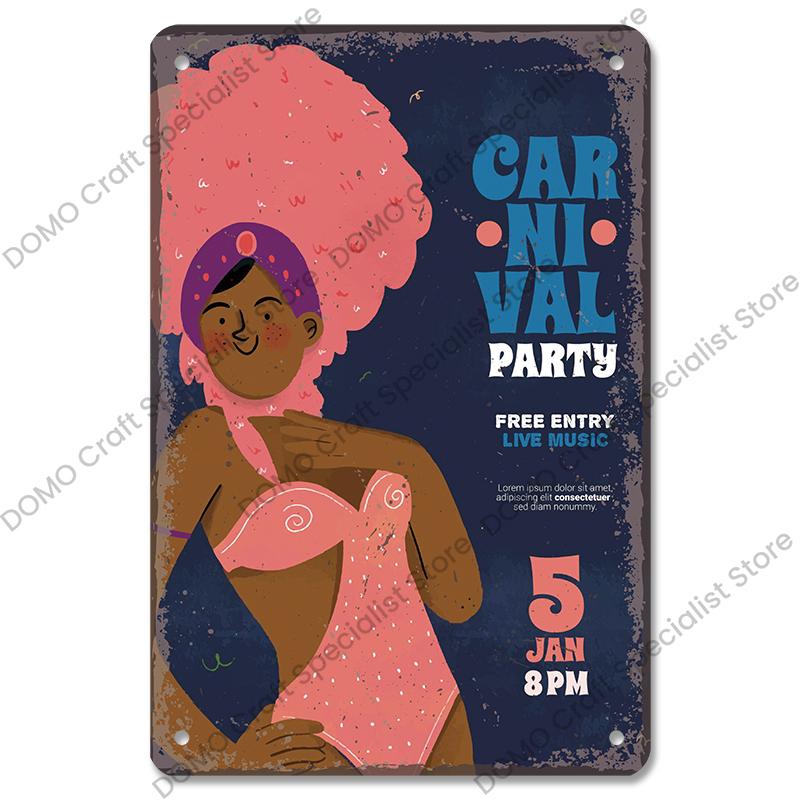 Brazil Travel Poster Country Flag Metal Tin Signs Retro Carnival Party Metal Plate Wall Decor For Bar Pub Club Home